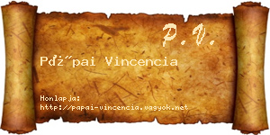 Pápai Vincencia névjegykártya